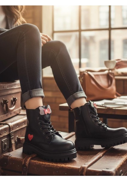 Kız Çocuk Suya Soğuk Havaya Dayanıklı Minnie Figürlü Kışlık Siyah Rugan Bot Ayakkabı fırsatları