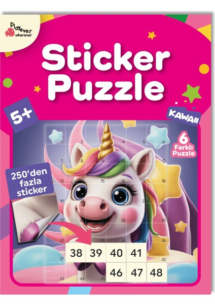 Sticker Puzzle - Kawaii, Çıkartmalı Yapboz Etkinlik kitabı