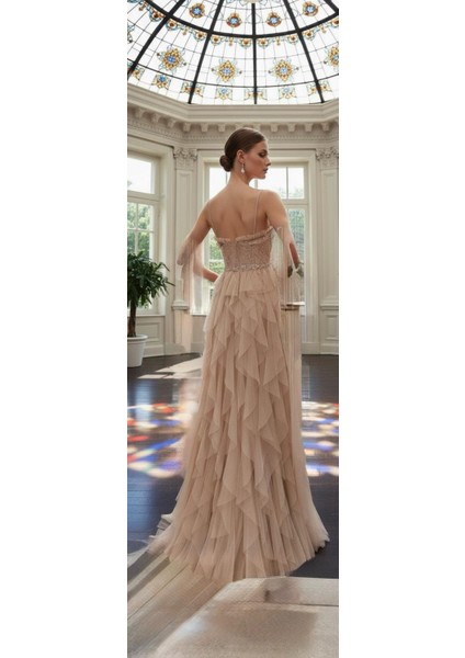 Taş Işlemeli Katkat Tül Elbise fiyatları