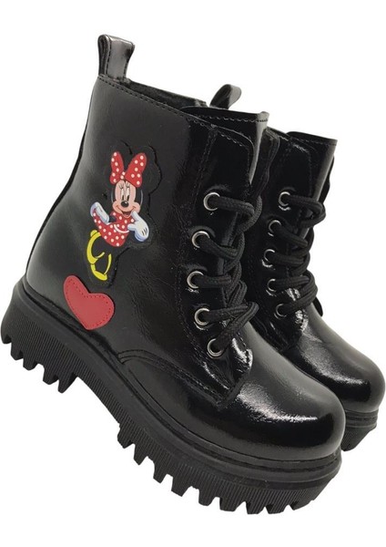 Kız Çocuk Suya Soğuk Havaya Dayanıklı Minnie Figürlü Kışlık Siyah Rugan Bot Ayakkabı fırsatları
