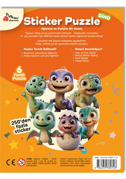 Sticker Puzzle - Dino, Çıkartmalı Yapboz Etkinlik kitabı fiyatları
