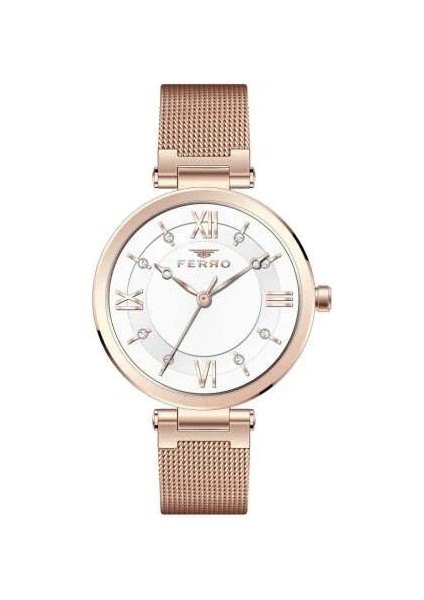 Ferro Rose Çelik Hasır Kordon Kadın Kol Saati Su Geçirmez TH-F21232C-C