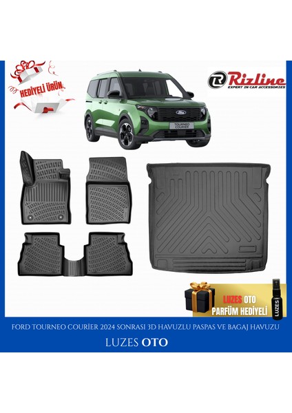Ford Tourneo Courier 3D Havuzlu Paspas ve Bagaj Havuzu 2026 Model Uyumlu