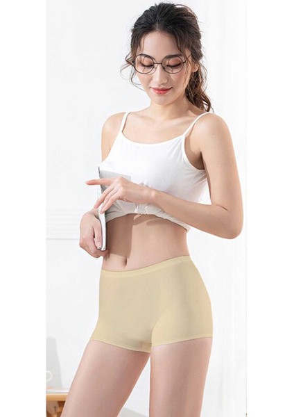 4 Adet Kadın Dikişsiz Görünmez Iz Yapmaz Mini Şort Boxer Ten indirimleri