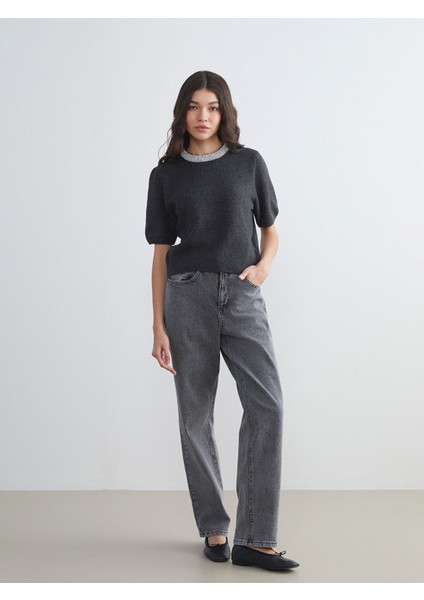 Yeni Sezon Bisiklet Yaka Taşlı Kadın Triko Kazak fiyatları