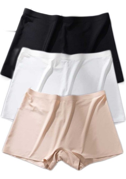 3 Adet Kadın Dikişsiz Görünmez Iz Yapmaz Mini Şort Boxer Siyah Beyaz Ten fiyatları