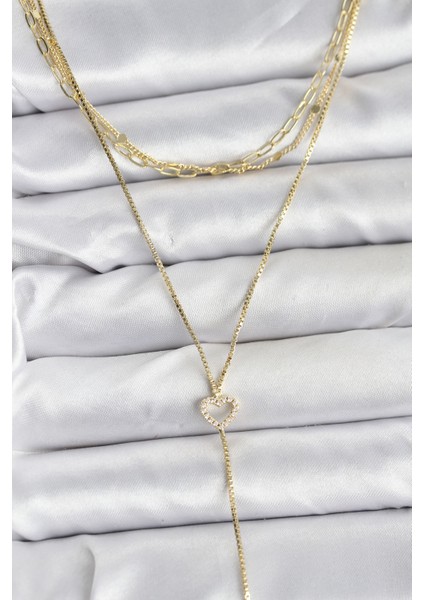 Zarif Boyunlar Için Golden Pirinç Kalp Üçlü Kombin Kadın Kolye fiyatları