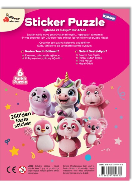 Sticker Puzzle - Kawaii, Çıkartmalı Yapboz Etkinlik kitabı indirimleri