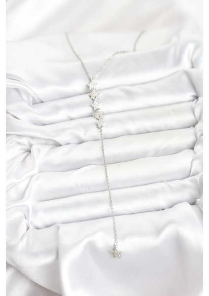 Zarif Boyunlar Için Silver Çelik Zincir Yıldız Model Y Kadın Kolye