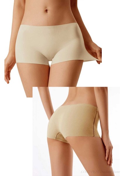 Kadın Dikişsiz Görünmez Iz Yapmaz Mini Şort Boxer Ten fırsatları