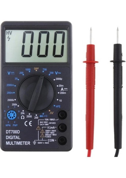 DT700D Geniş Ekran Ac Dc Dijital Akım Voltaj Amper Ölçüm Dyot Test Aleti Multimetre- Voltmetre