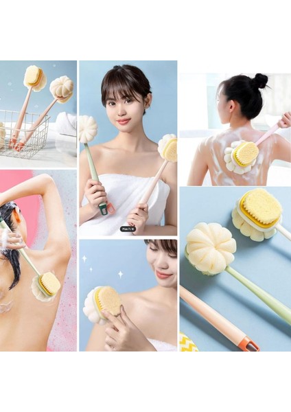 Buffer® 2'si 1 Arada Çift Taraflı Uzun Saplı Fırçalı Banyo Vücut Sırt Fırçası Banyo Lifi indirimleri