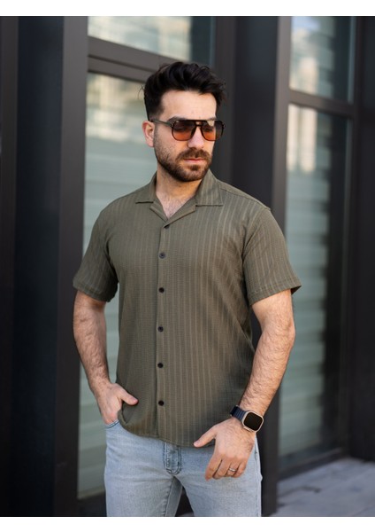 Keten Gömlek Kısa Kol Haki Renk fırsatları