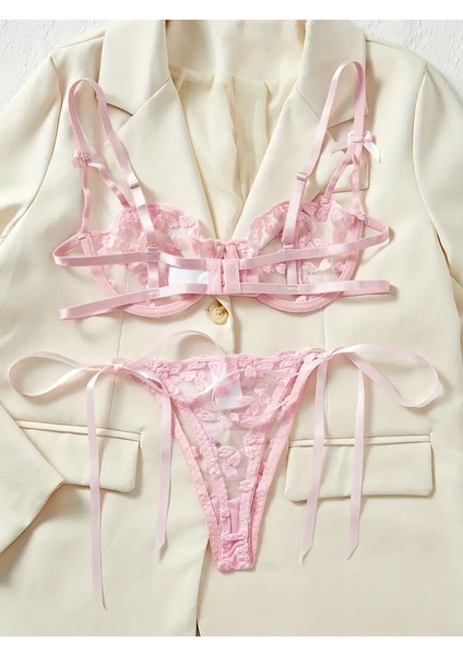 Kalp Detaylı Kırmızı Iç Giyim Takımı Yılbaşı Özel