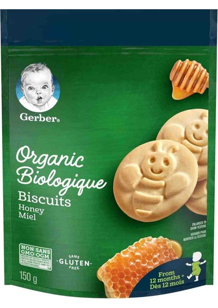 Organic Biologigue Biscuits Honey Miel Gluten Free- şekersiz ballı Bebek Bisküvisi 150 gr