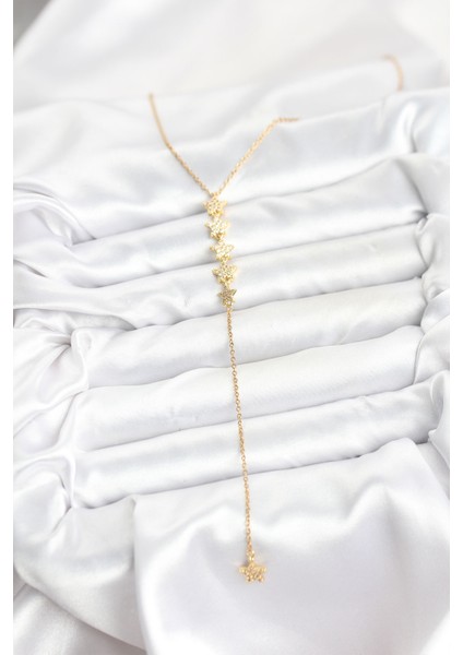 Zarif Boyunlar Için Golden Çelik Zincir Yıldız Y Stil Kadın Kolye