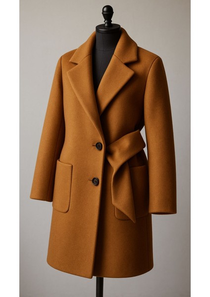 Ithalyan Kaşmir Kumaş Taba Kahve Renk Ceket Kaban Giyim Kumaş- Metrelik Çift En 150 cm