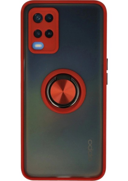 İEG Oppo A54 4G Kılıf Montreal Yüzüklü Silikon Kapak - Kırmızı