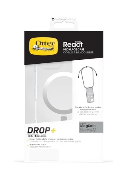 16 Uyumlu React Kolye Kılıfı, Ayarlanabilir ve Telefon Zinciri ile Ultra Kılıf, Askeri Standartlara Uygun, Şeffaf modelleri