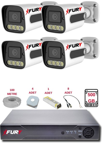4 Kameralı Set Full Hd Gece Renkli Görüş-Cepten Izle-Su Geçirmez Güvenlik Kamerası Seti 500GB fiyatları