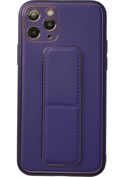 Ieg iPhone 11 Pro Kılıf Coco Deri Standlı Kapak - Mor
