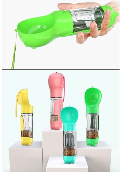 Buffer® Taşınabilir Hazneli Mama Kaplı ,kaka Poşetli Kedi,köpek SULUĞU-300ML