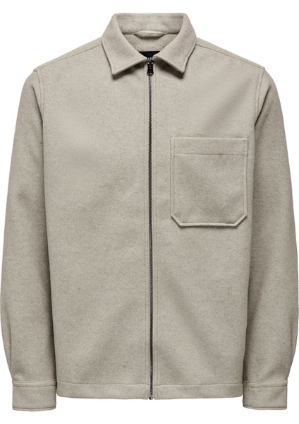 Onsdal Ovr Zıp Ls Shırt Erkek Gri Uk Gömlek - 22026312