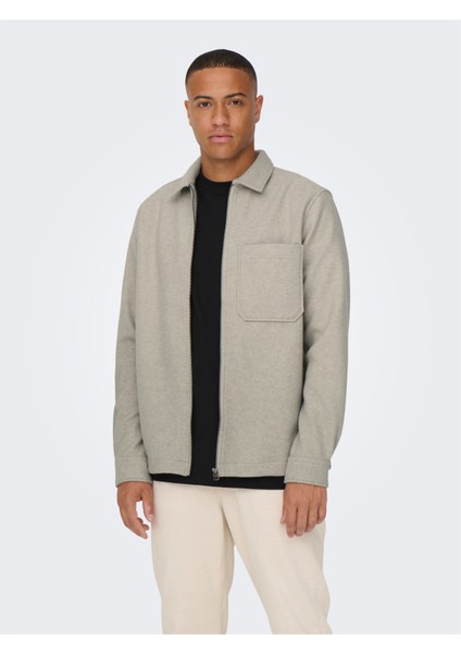 Onsdal Ovr Zıp Ls Shırt Erkek Gri Uk Gömlek - 22026312 modelleri