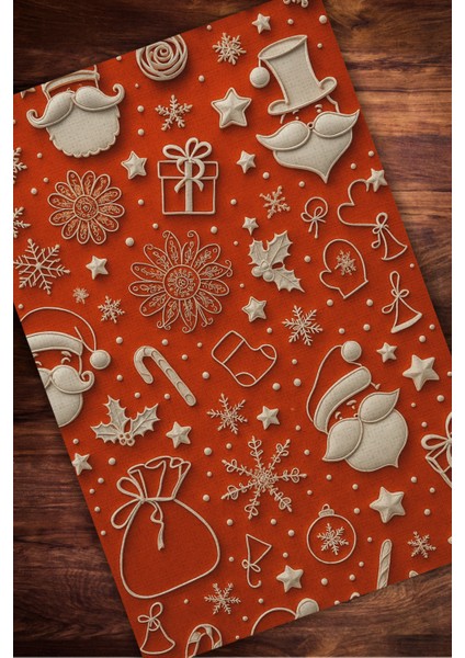 Yeni Yıl Temalı Figürlü Kırmızı Halı Dijital Baskılı Dokuma Kaymaz Tabanlı Yıkanır Yılbaşı Halısı modelleri