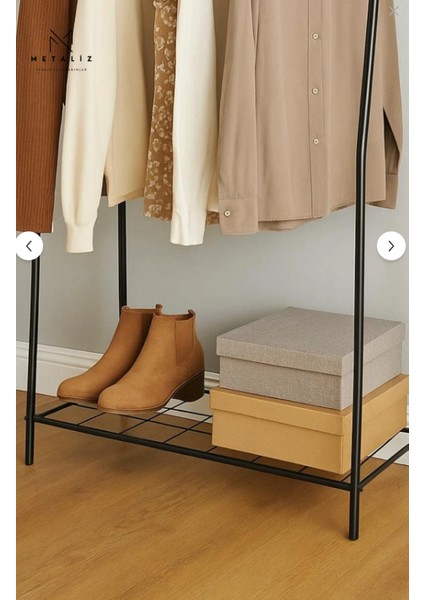 Modern Tasarım Metal Askılık – Elbise ve Ayakkabı Düzenleyici-Siyah Dayanıklı Konfeksiyon Askısı modelleri