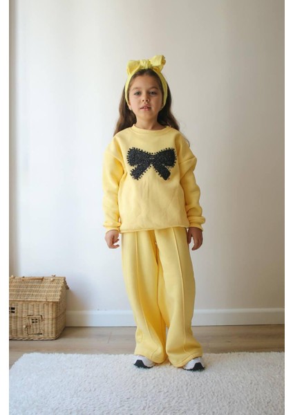 Kız Çoçuk Taş Işlemeli Fiyonk Tasarım 2 Li Takım modelleri