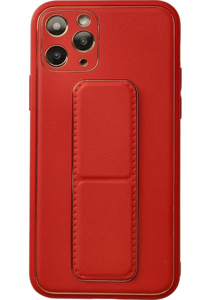 Ieg iPhone 11 Pro Kılıf Coco Deri Standlı Kapak - Kırmızı