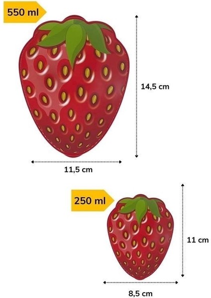 Buffer® 2'li Iç Içe Geçebilen Çilek Model Saklama ve Beslenme Kabı Seti (550 ml + 250 Ml)