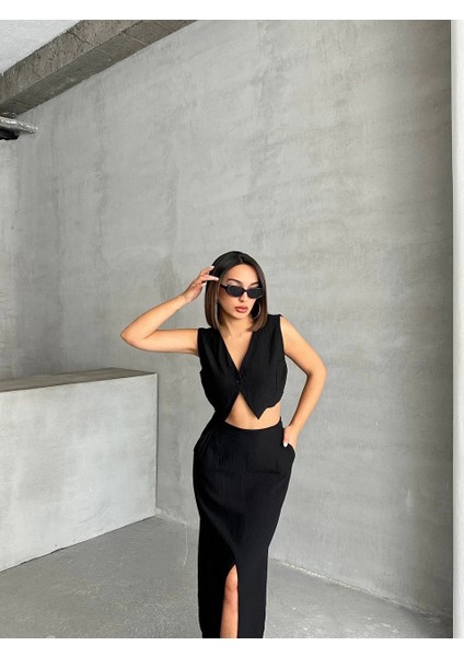 Çilek Takım Etek Yelek Siyah indirimleri