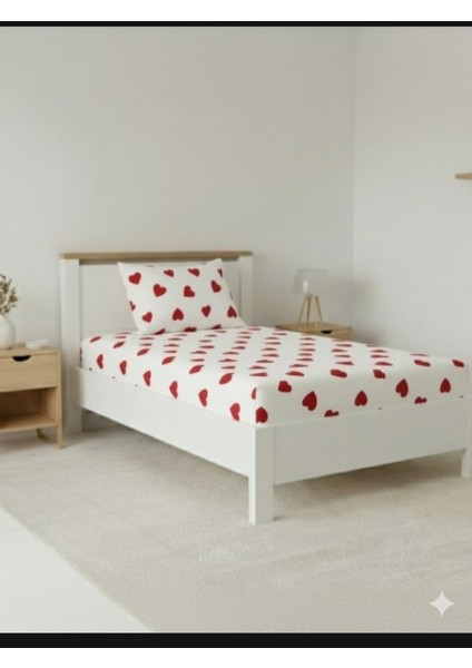 Kalp Tek Kişilik Lastikli Çarşaf Seti modelleri