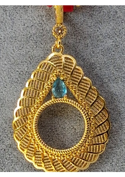 Mavi Taşlı Çeyrek Takılabilen Çerçeve Kolye fiyatları