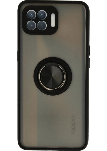 Ieg Oppo Reno 4 Lite Kılıf Montreal Yüzüklü Silikon Kapak - Siyah