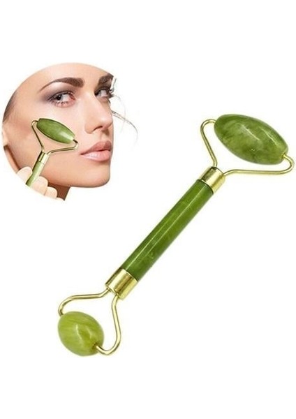 Buffer® Özel Süngerli Kutusunda Kırılmaz Çift Taraflı 2li Cilt Yüz Masaj Aleti Jade Roller Yeşim Taş