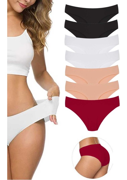 7 Adet Kadın Dikişsiz Lazer Kesim Esnek Iz Yapmayan Külot S11