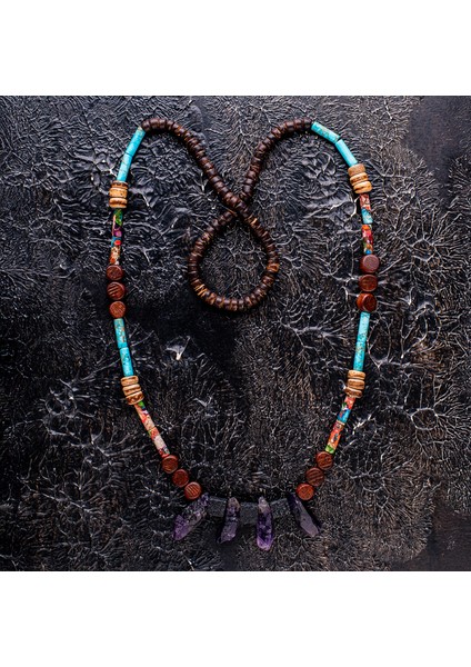 Varisit, Ametist, Lav Taşı, Hindistan Cevizi ve Sinameki Ağacı Doğal Taş Kadın Kolye – Huzur, Denge ve Doğallığın Enerjisi Kolyesi modelleri