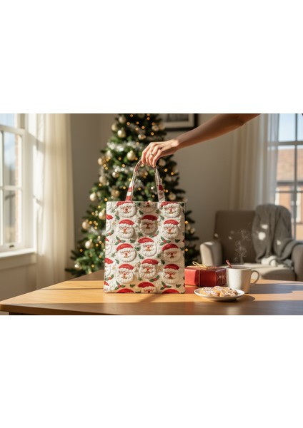 Kumaş Yeni Yıl Çantası, Bez Çanta, Hediye Poşeti, Noel Baba Çanta