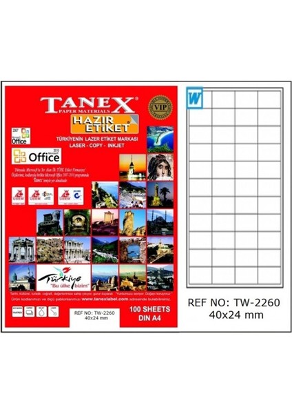 Tanex Laser Etiket 100 Yp 40X24 Laser-Copy-Inkjet TW-2260 fiyatları