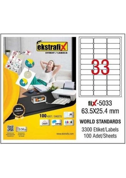 Ekstrafix Laser Etiket 100 Yp 52.5X29,7 Laser-Copy-Inkjet FİX-5040