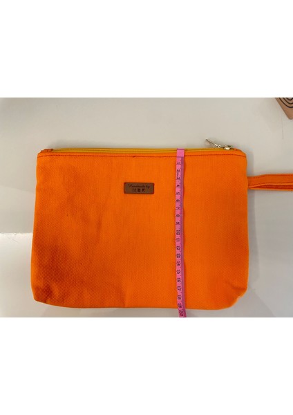 Gabardin Kumaştan Portföy Çanta-Turuncu Düz