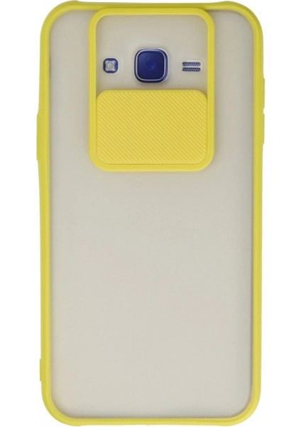 Ieg Samsung Galaxy J7 Kılıf Palm Buzlu Kamera Sürgülü Silikon - Sarı