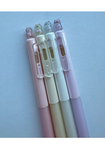 Kedi Figürlü Tükenmez Kalem 4'lü modelleri