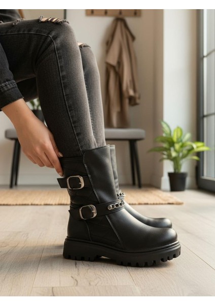 Kız Çocuk Zincir Tokalı Suya ve Soğuk Havaya Dayanıklı Kaymaz Kalın Taban Kışlık Bot Bootie Çizme fırsatları