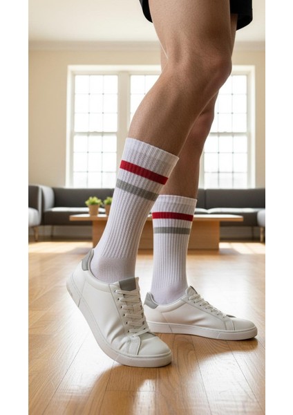 Erkek Siyah Beyaz Soket Çorap 2’li Set – Pamuklu Spor ve Günlük Kullanım – Plus Scorpion