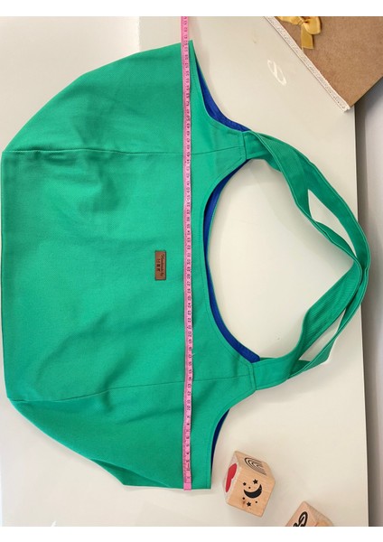 Pamuk Gabardin Kumaş Çanta-Yeşil Düz