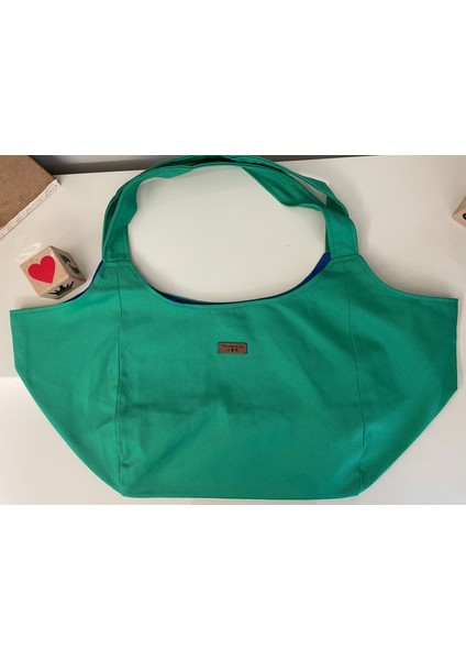 Pamuk Gabardin Kumaş Çanta-Yeşil Düz